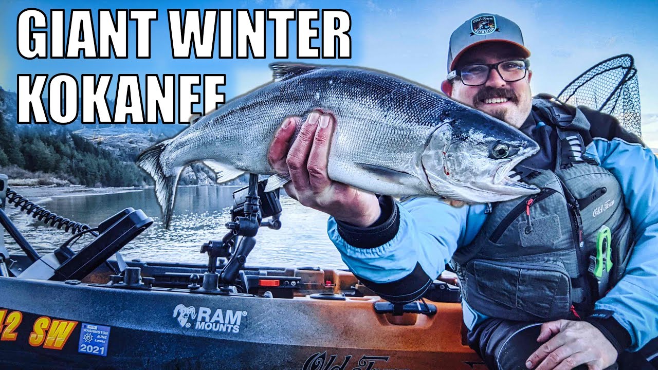 Giant Winter Kokanee on the Old Town AutoPilot 120 Kayak