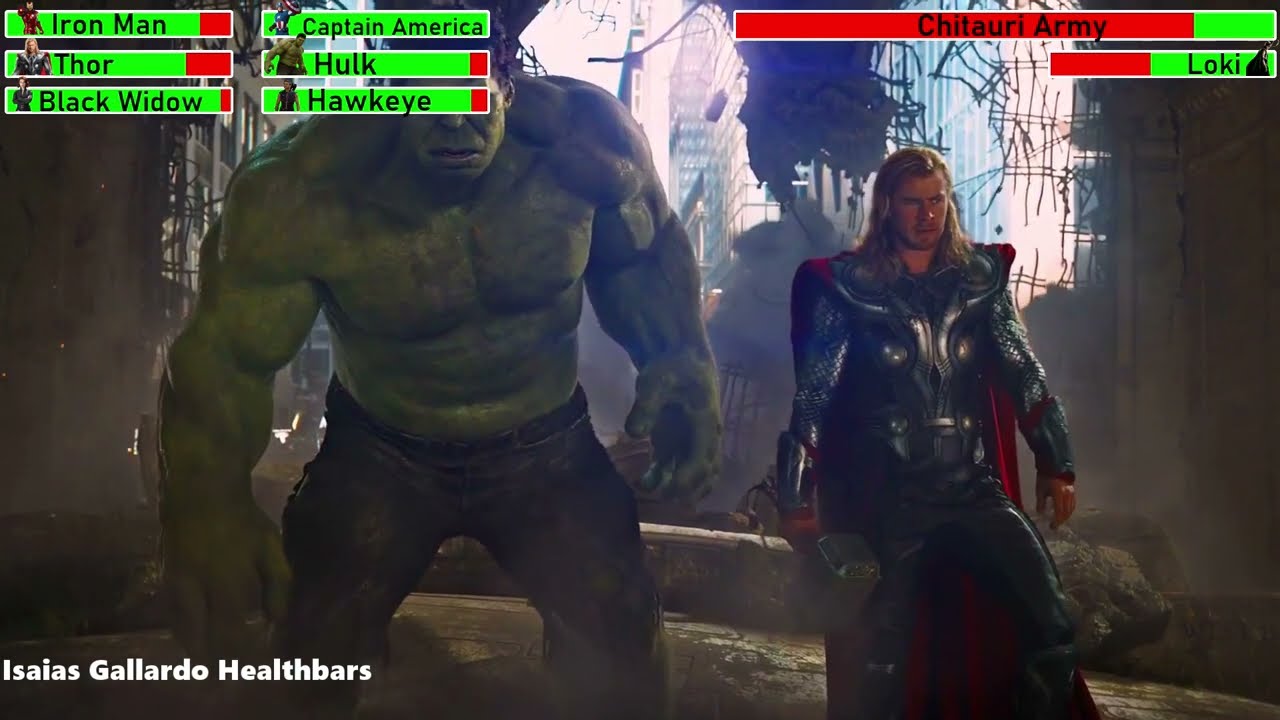 The Avengers (2012) Final Battle with healthbars 4/5
