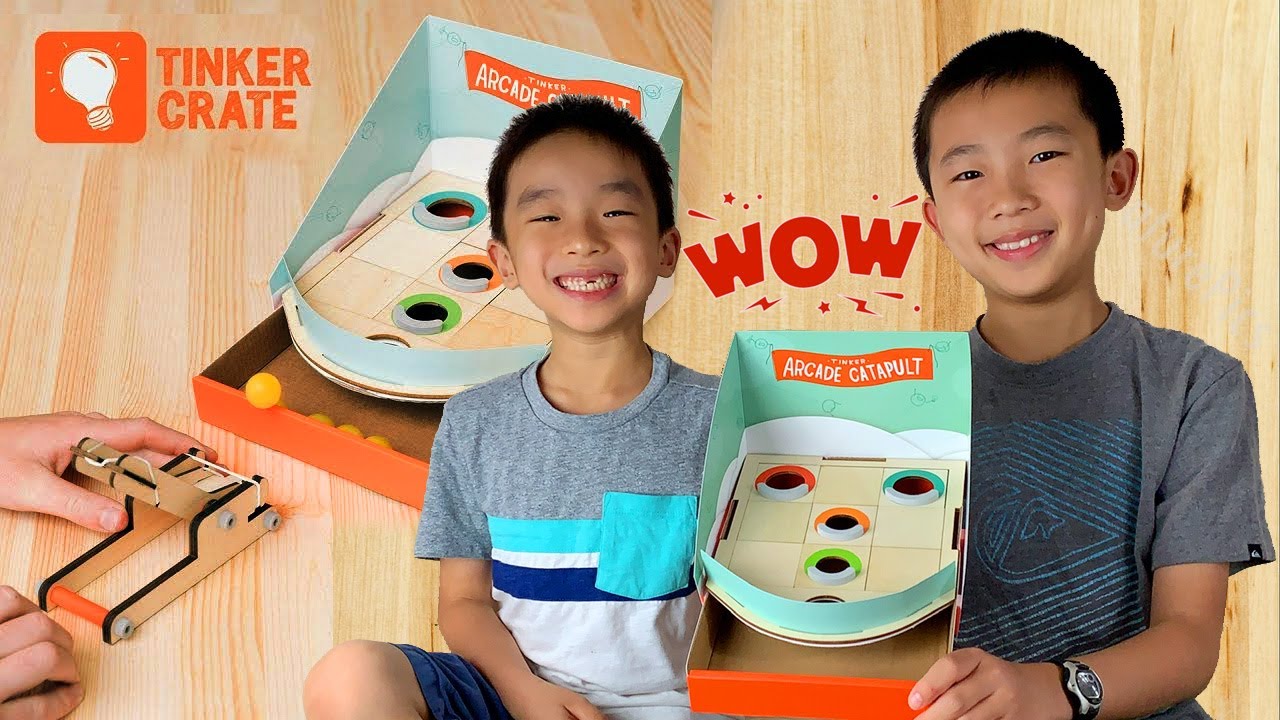 We Built an Arcade Catapult! KiwiCo Tinker Crate Unboxing and Review 2020 | STEM Project