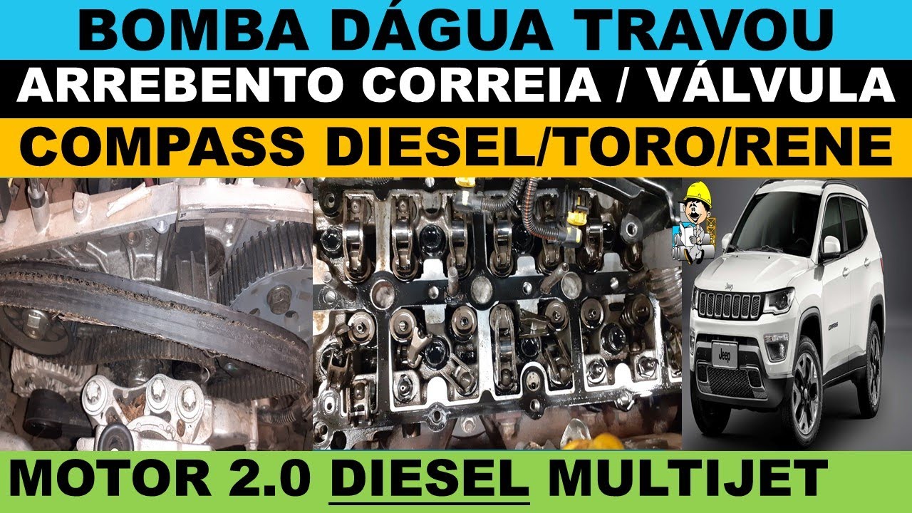 Compass diesel defeito na bomba dágua, travou quebrou correia dentada, balancim válvulas Renegade