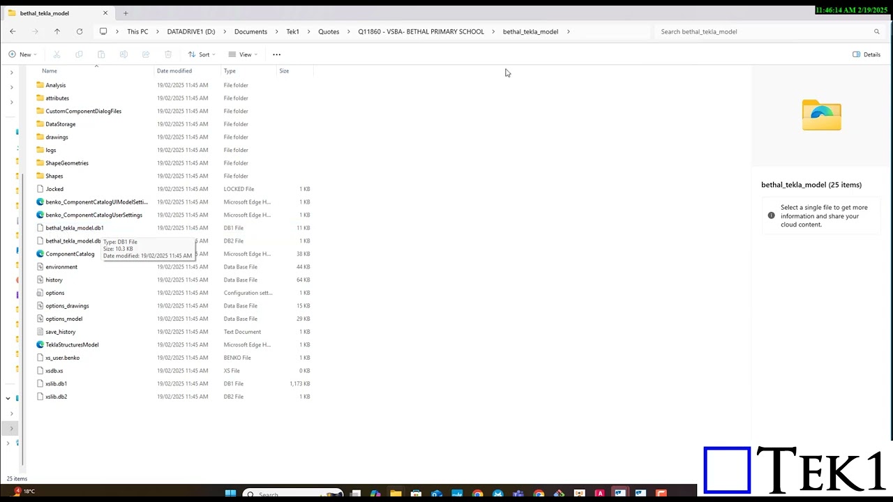 Tekla Folder Structure with DB1 Files - Tekla Tips