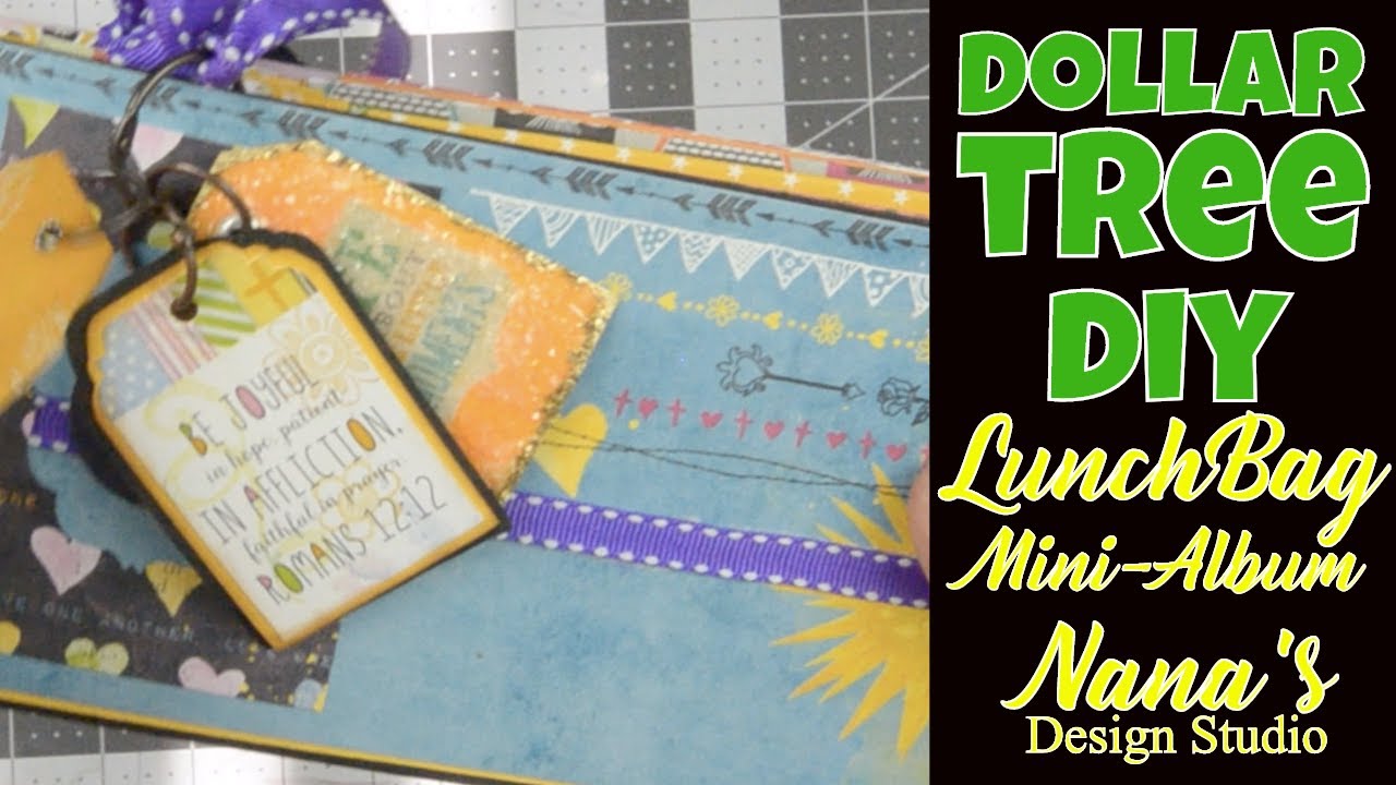 Dollar Tree BIG Yellow Lunch Bag MINI-ALBUM!!  DIY Mini-Album with Dollar Tree Lunch Bags!!!