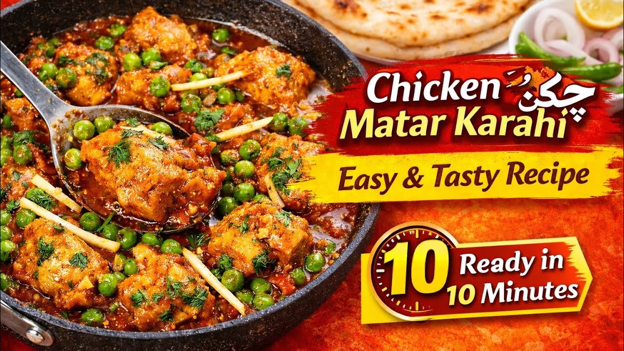 Chicken Matar Karahi | چکن مٹر کڑاہی ریسپی | Easy & Tasty Chicken Matar Karahi at Home