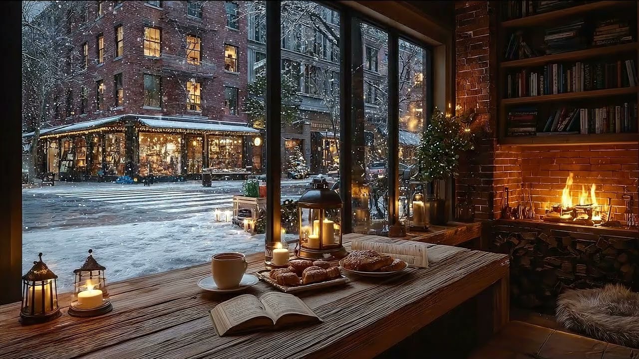 Cozy February Nights at the Café ☕ Jazz Music by the Fireplace & Gentle Piano Sounds