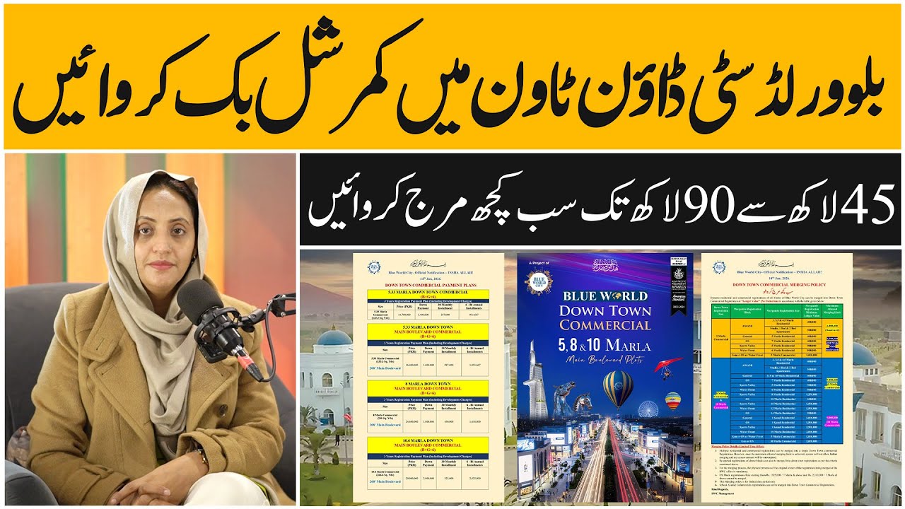 Blue world city Islamabad downtown commercial Plots available on instalments, Merging Available