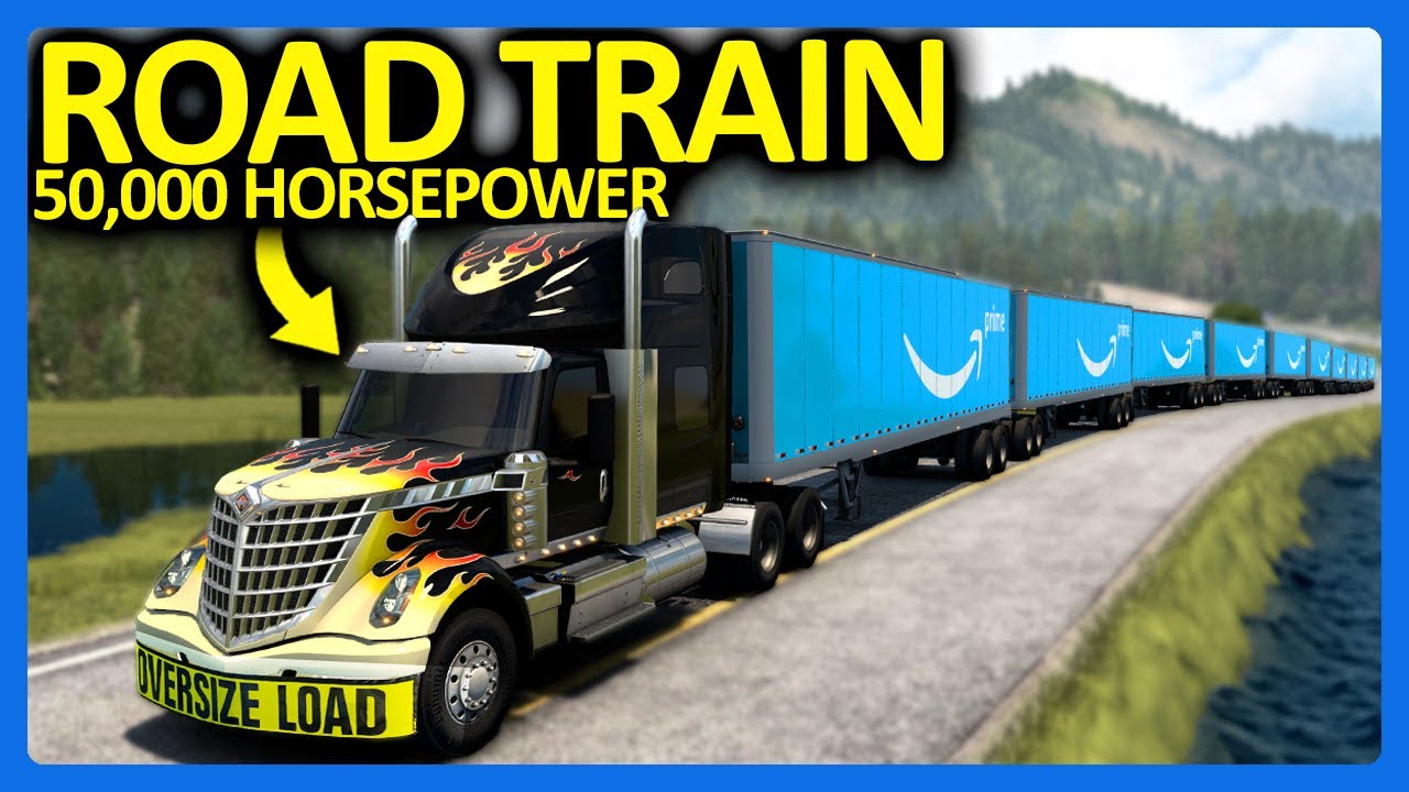 50,000 Horsepower Road Train vs Amazon Delivery in American Truck Simulator...