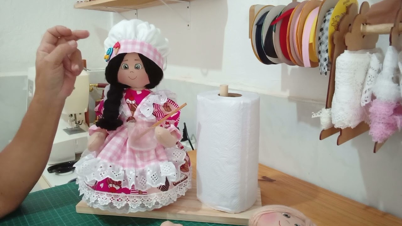 Parte 2 Boneca CONFEITEIRA UTILITÁRIA Porta Papel Toalha