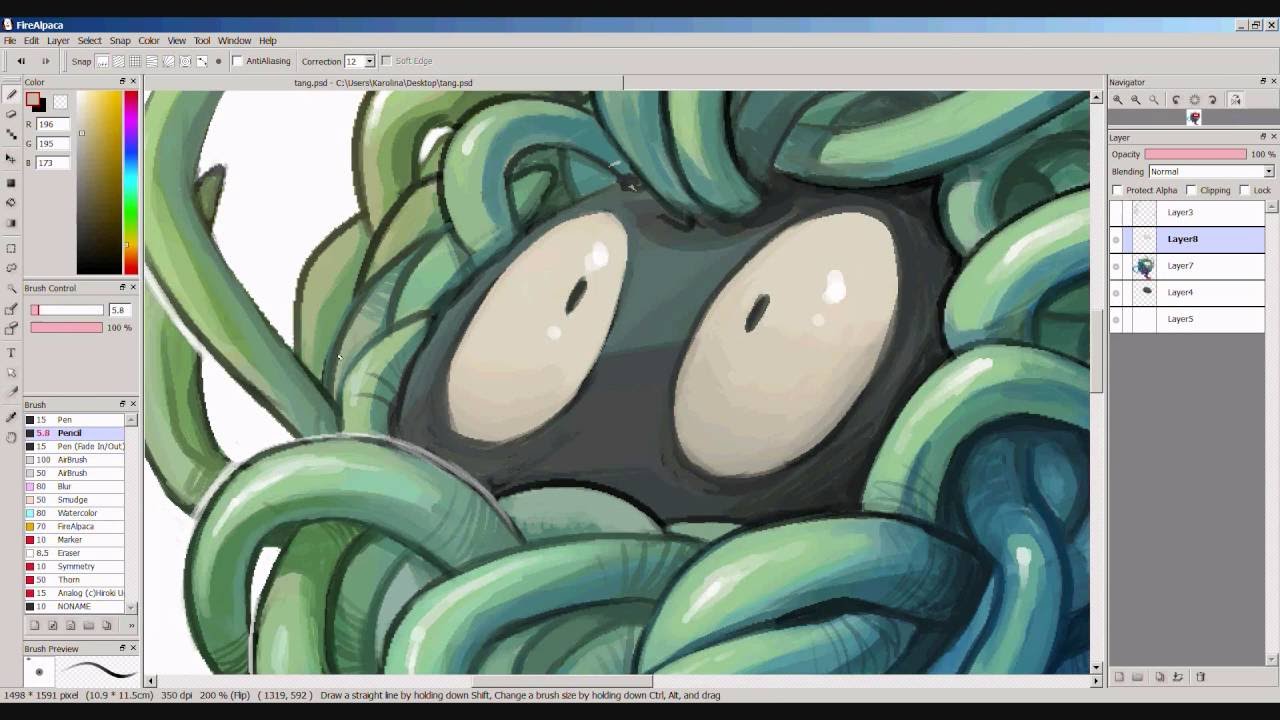 Tangela Painting in FireAlpaca