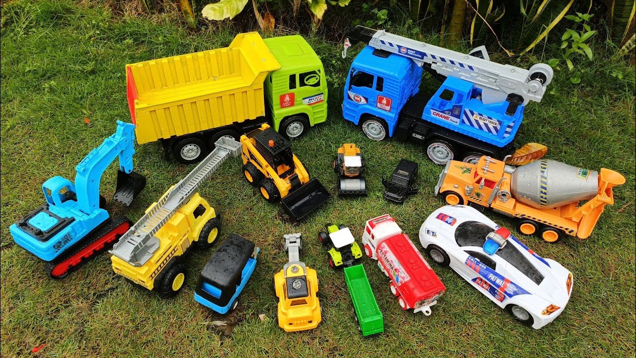 Mencari dan Merakit Mobil mobilan Truk Crane Besar DumpTruck Excavator Bulldozer Truk Molen Tractors