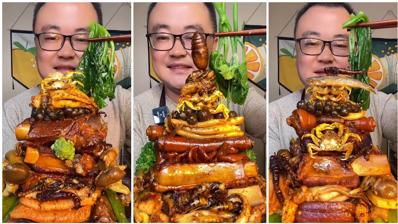 Mukbang#40 :Eat belly pork, 😋😋 Fried skewers. Noodles 🍜🍜#belly #mukbang #yummyfood