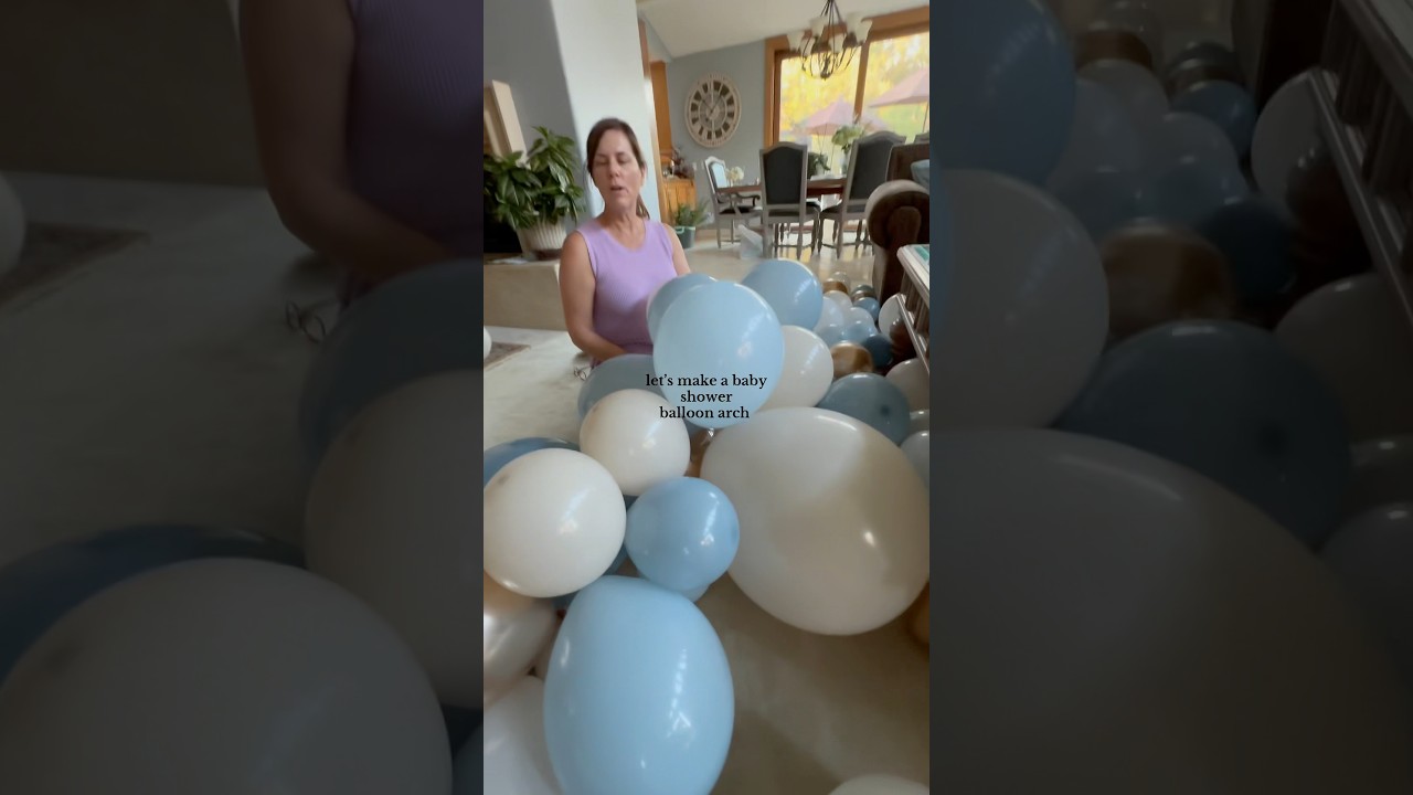 making a baby shower balloon arch! Follow along to see how we DIY this for less than $20! 