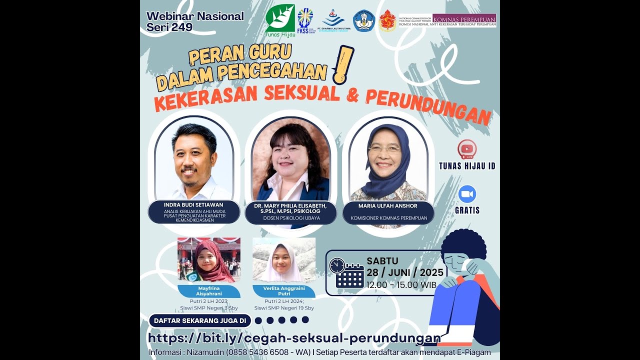 Webinar Nasional seri#249 “Peran Guru dalam Pencegahan Kekerasan S3ksu4l dan Perundungan“