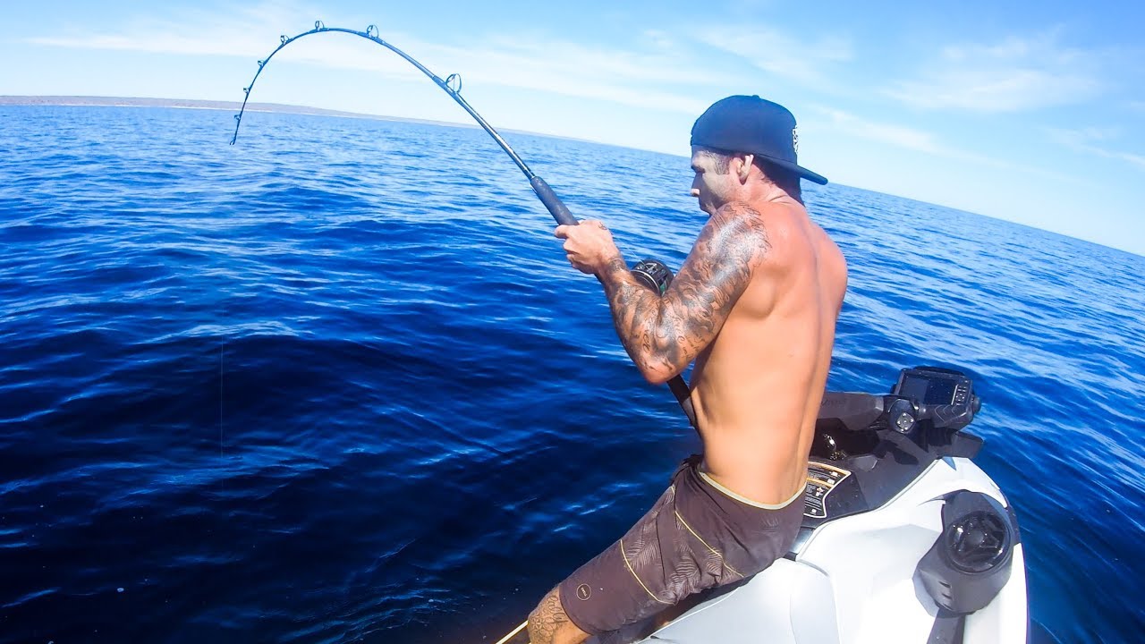 DEEP SEA FISHING FROM MY JETSKI Searching For Great White Sharks (Whales And Sea Snakes) - Ep 85