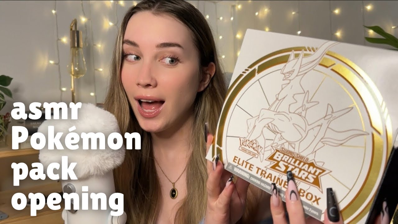 ASMR Pokemon Brilliant Stars etb pack opening (close whispers, tapping, unboxing)