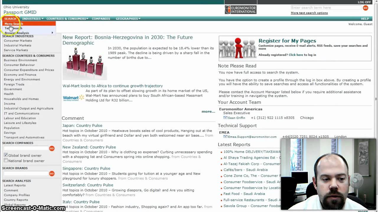Finding Tourism Statistics and Reports in Passport GMID