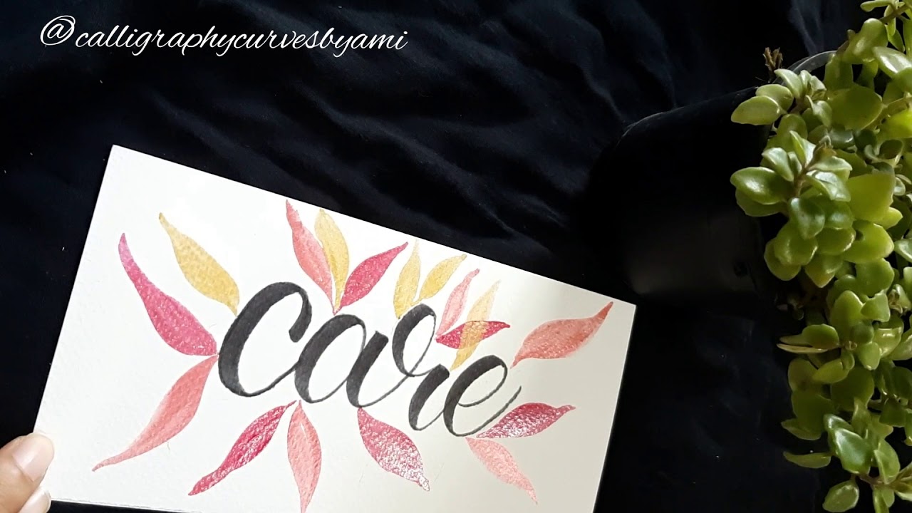 Brushpen Calligraphy | watercolour leaves | wall decor ideas | brushpen calligraphy