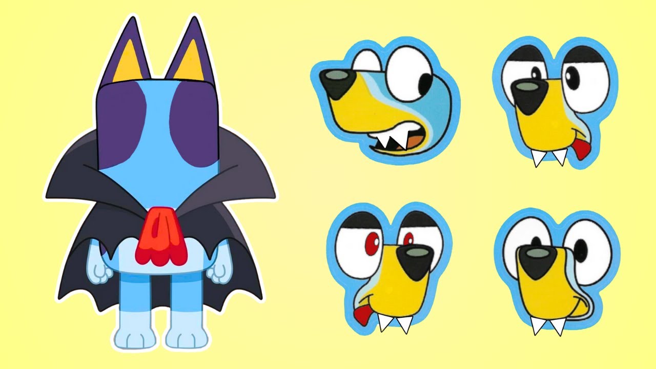 Bluey Make a Face Stickers - Bluey & Bingo Halloween Costume Craft
