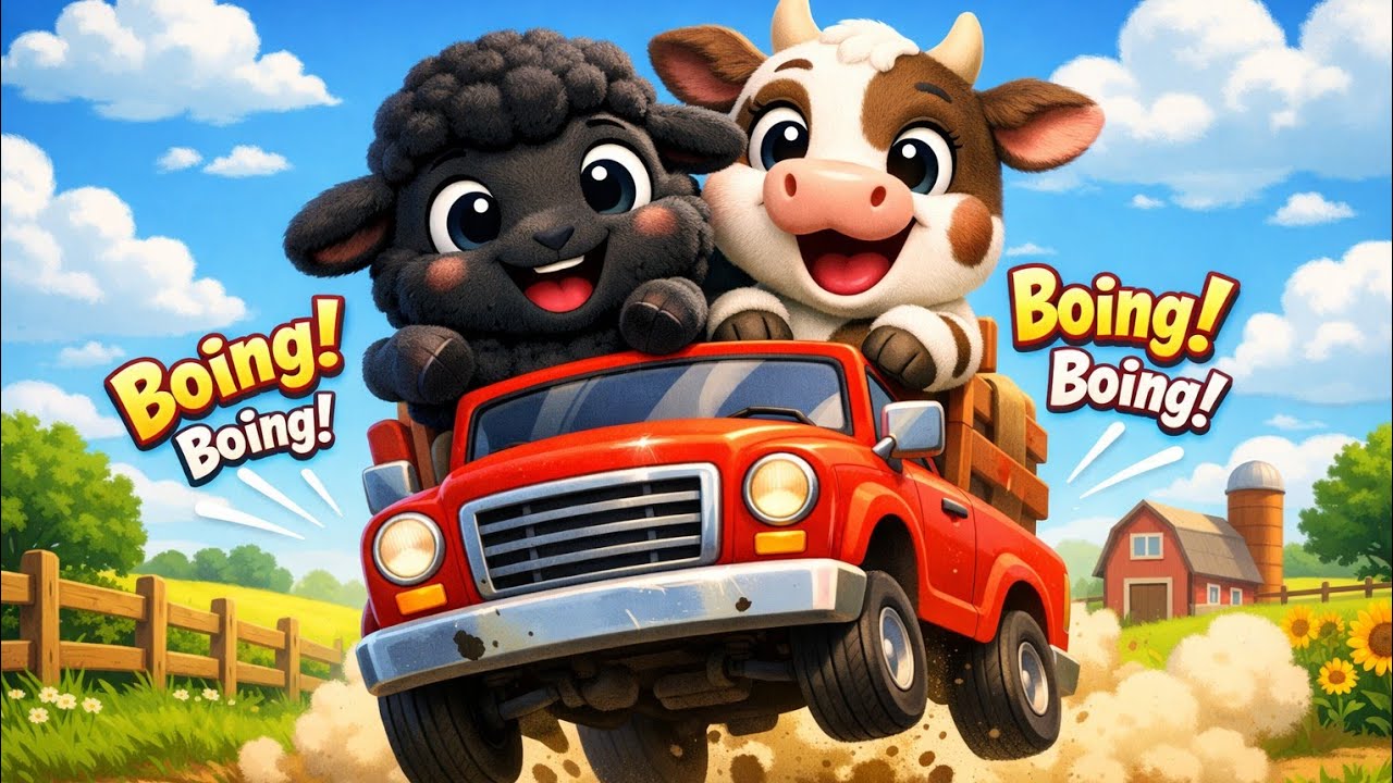Boing Boing! Black Sheep and Moo Moo’s Crazy Truck Ride | Fun Story for Kids 