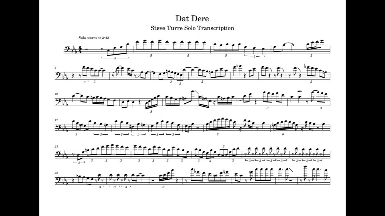 Dat Dere - Steve Turre Trombone Solo Transcription