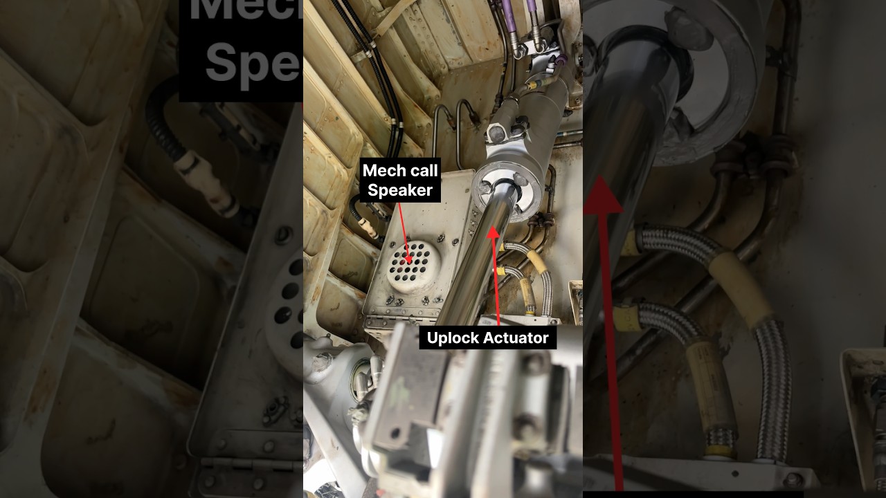 Components and lights on Nose landing gear #aircraftlight #actuator #aviation