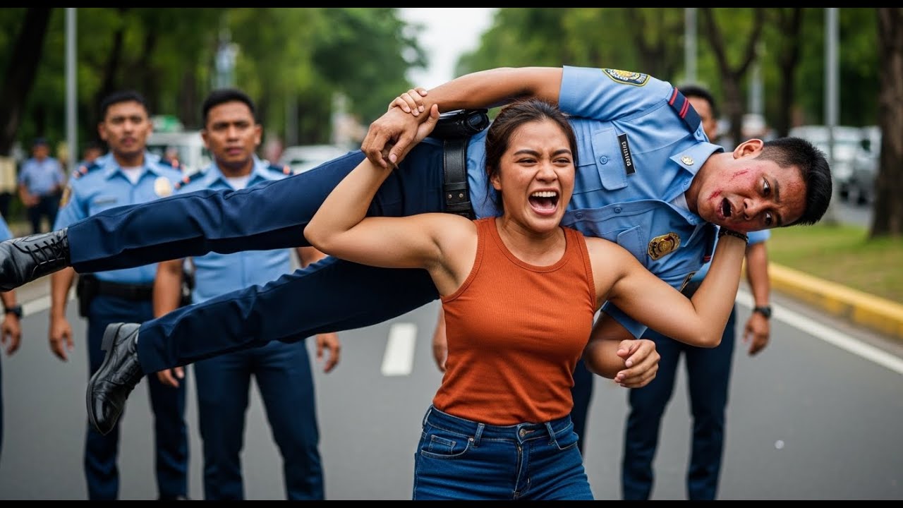 Dalagang sinipa at pinabagsak ang aroganteng pulis dahil sa ilegal na pangingikil