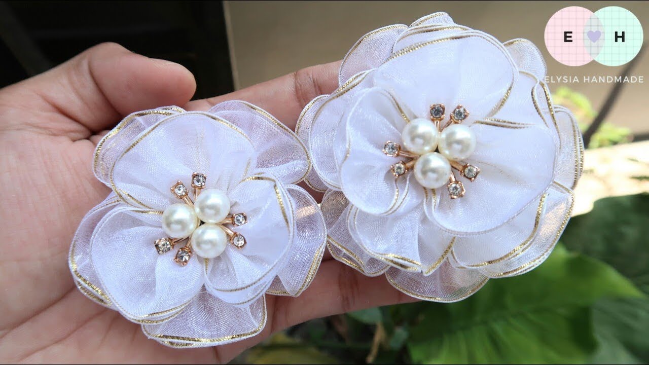 Amazing Organza Ribbon Flowers - Hand Embroidery Works - Ribbon Tricks & Easy Making Tutorial #64