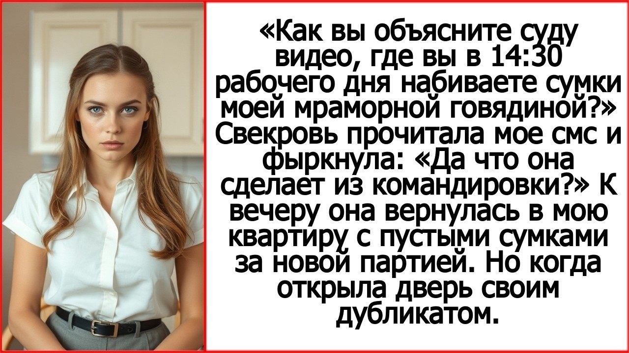 Как вы объясните суду видео, где вы в 14_30 рабочего дня набиваете сумки моей мраморной говядиной_