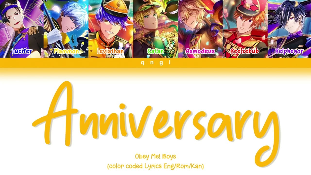 Obey Me! Boys Anniversary Lyrics (Obey Me! Nightbringer) (Color Coded Lyrics)
