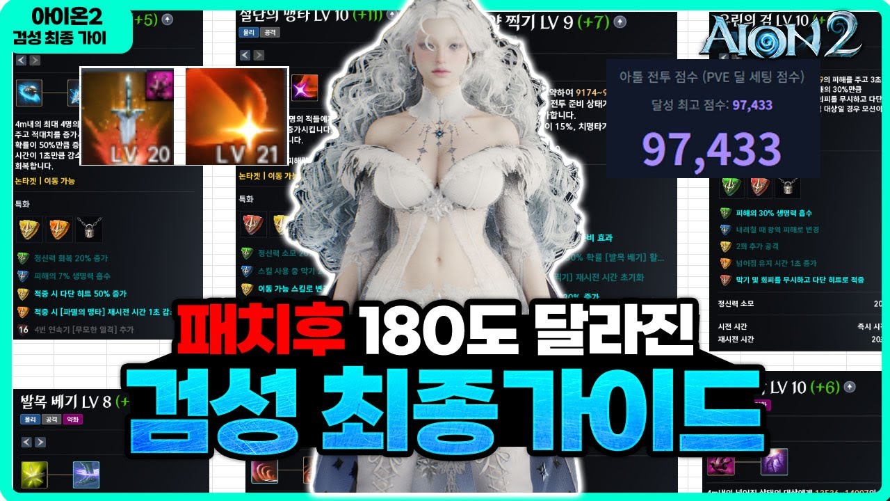 [아이온2] 검성 최종 가이드 - 캐릭터 성능 200%증가 / 스킬트리, 장비, 아르카나 셋팅법 / 1.10ver