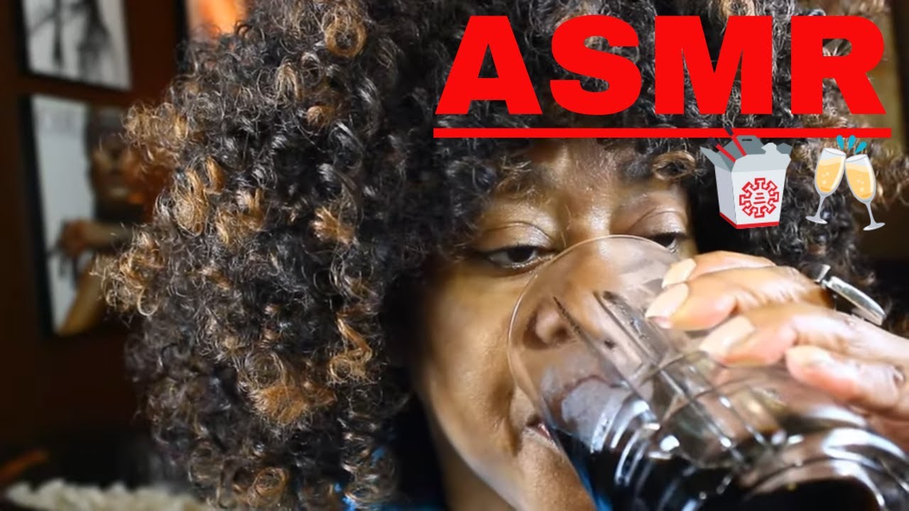 ASMR Chinese Takeout 🥂🍜🥡 Eating Sounds ASMR Triggers Chewing Drinking Finger Licking
