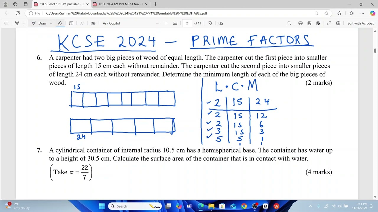 KCSE 2024 - L.C.M. APPLICATION QUESTION