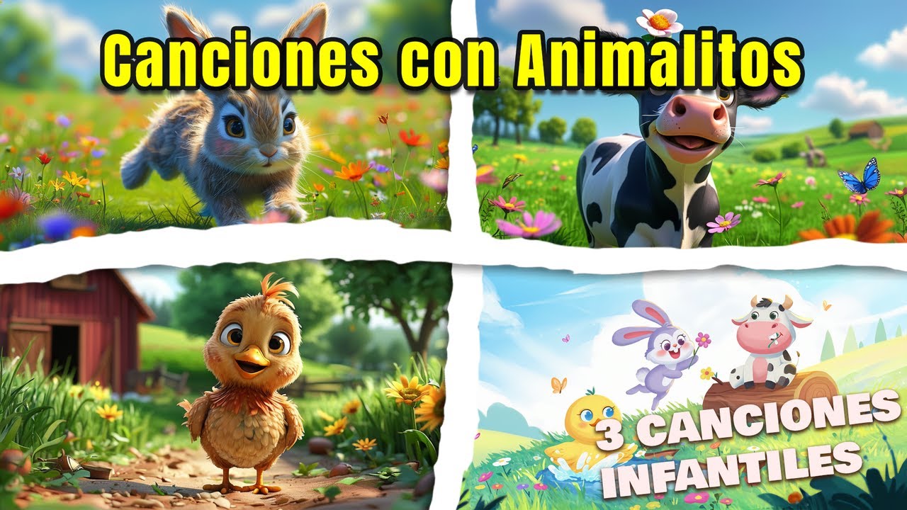 Un Viaje Sonoro para Niños con Animalitos 🎧 | Tres Canciones Infantiles para Cantar