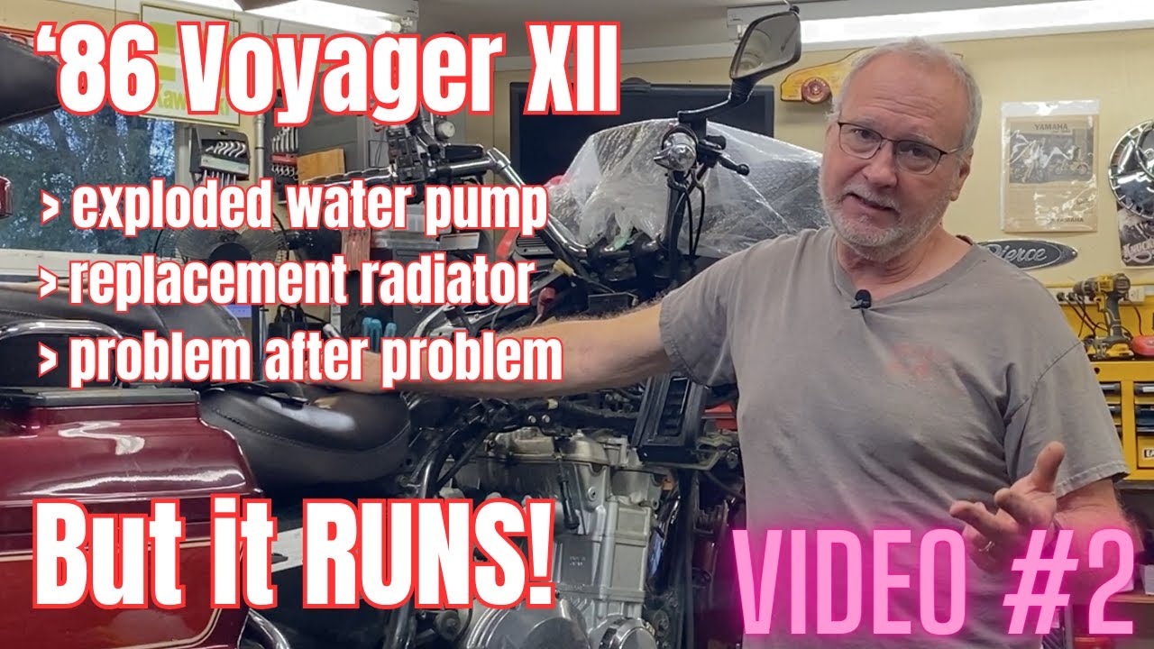 '86 Voyager XII ain't done yet! But it RUNS! Exploded water pump, carb drama, the saga continues.