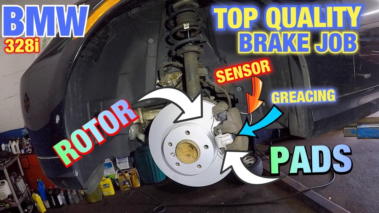 How to replace front brake pads and rotors on BMW 328i