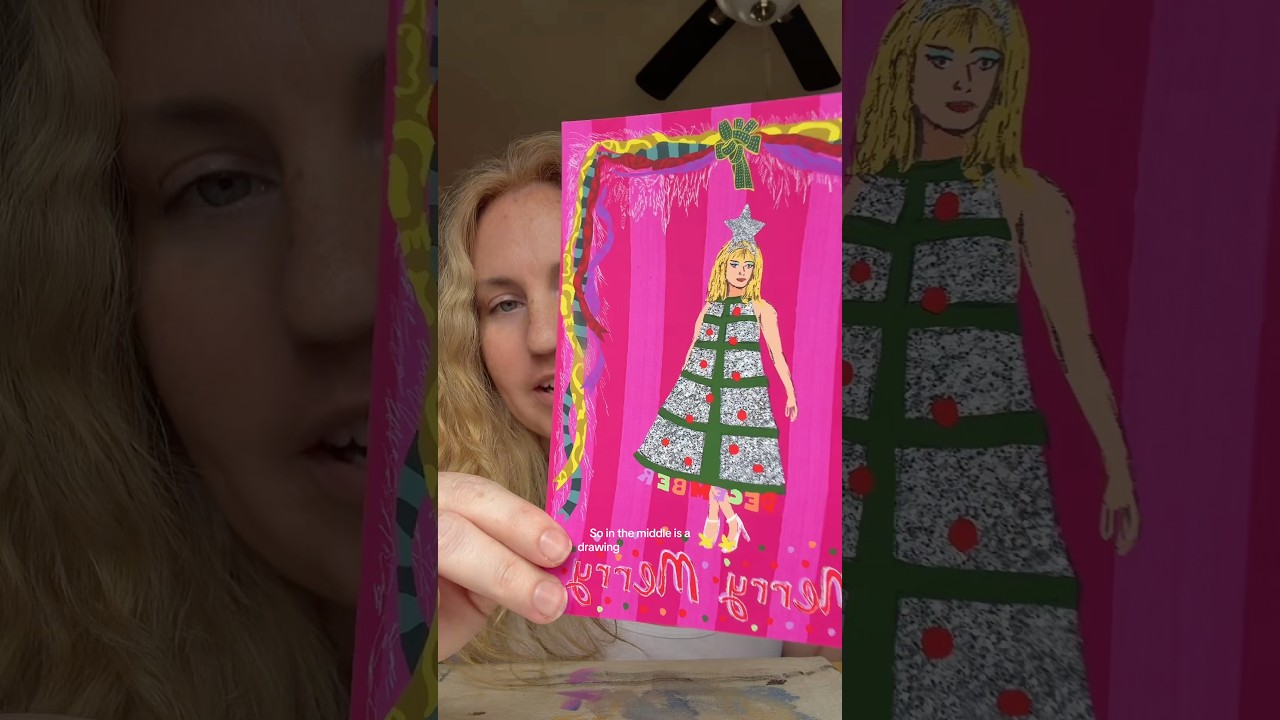 I made my own Grease 2 themed Christmas card for my monthly art mail club 