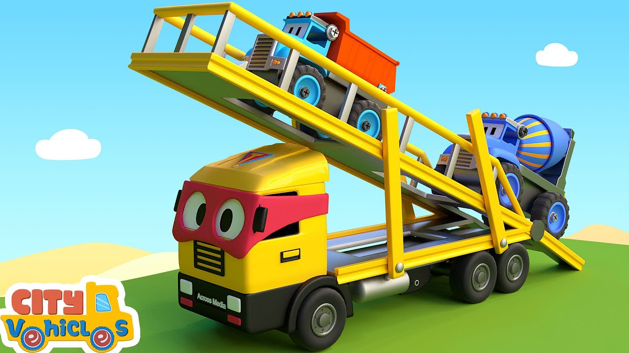 Super Tow Truck rescue garbage truck and build new bridge -Excavator,Bulldozer, crane truck for kids