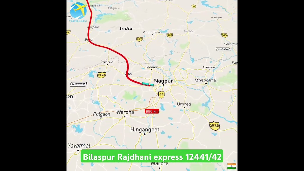 bilaspur rajdhani express 12441/42 train route map#trainroute