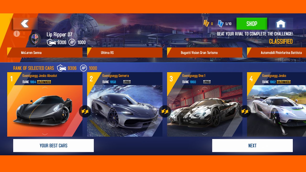 Asphalt 8, Top-5 Best Koenigsegg Cars For Gauntlet👍
