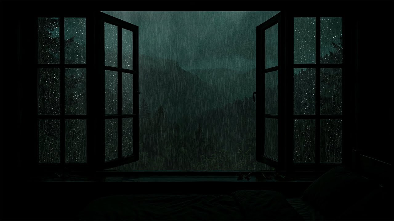 Heavy Night Rain Outside the Window | Calm, Cozy Sounds to Ease the Mind