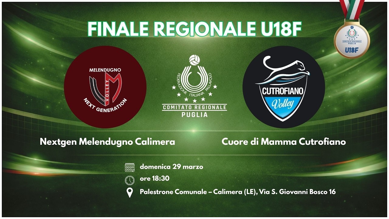 🏐 Finale Regionale Under 18 Femminile | Melendugno vs Cutrofiano | Diretta Streaming