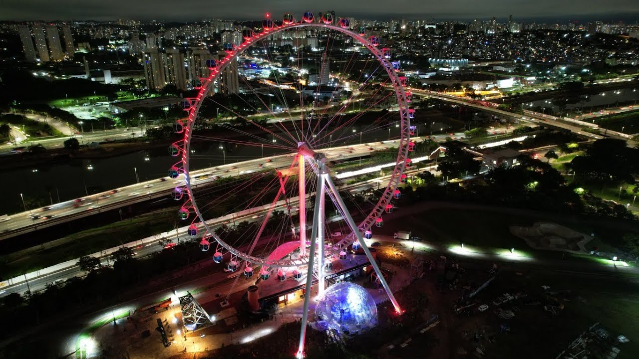 MAIOR RODA GIGANTE DA AMÉRICA LATINA TESTE DE LUZES DE LED🎡👷‍♀️👷🏽👏🏼👏🏼👏🏼❤️