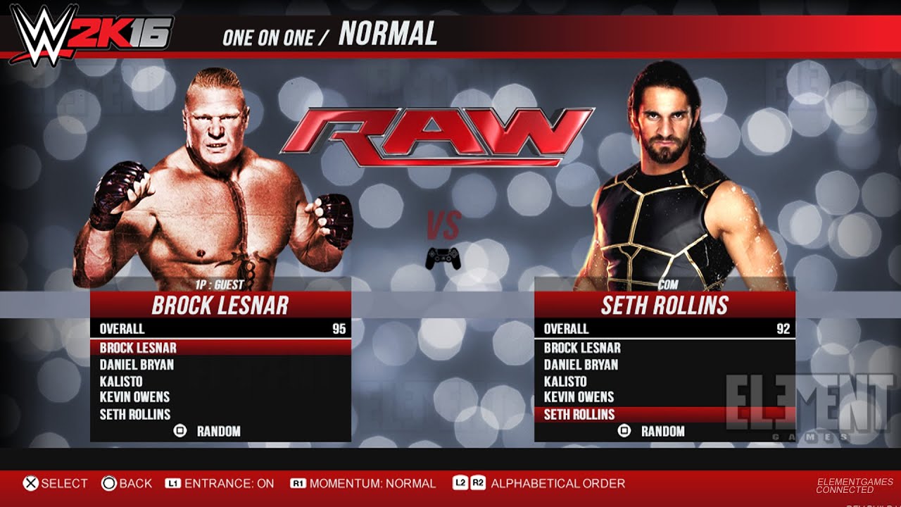 WWE 2K16 Demo Gameplay -  Brock Lesnar vs Seth Rollins (Demo Menu Rebuild)