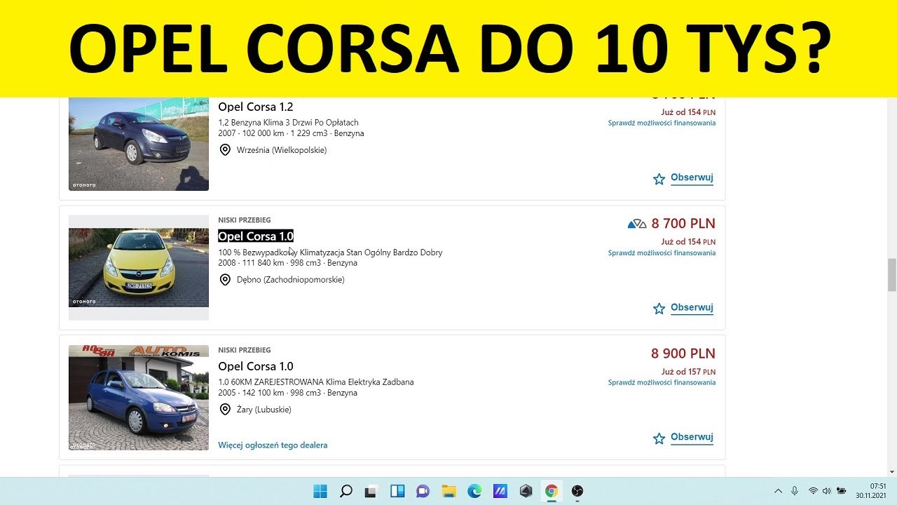 Opel Corsa do 10 tys? Auta do 10000! Kupujemy samoch&oacute;d do 10 tys! Przegląd aktualnych ogłoszeń!