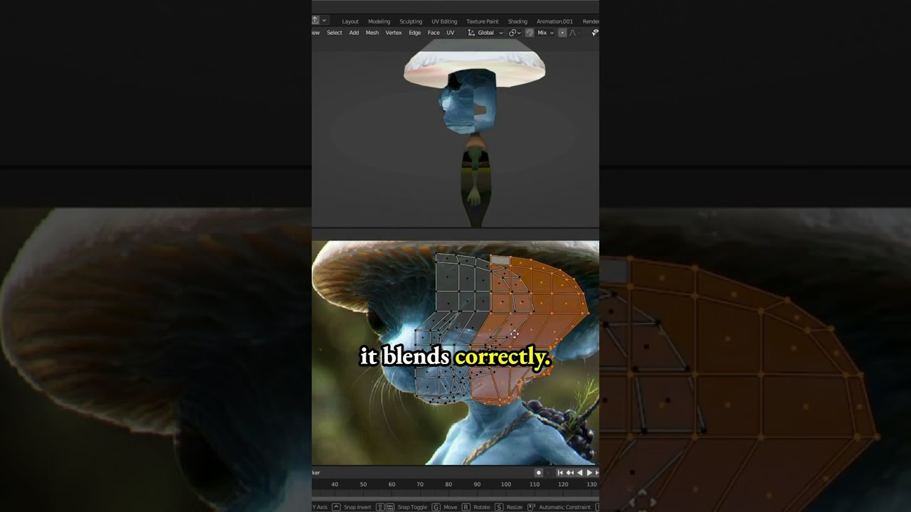 The problem with texture projection for Smurf Cat meme - low poly 3d model game character in Blender