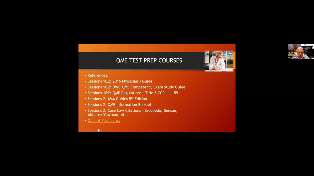 QME Test Prep Session #1 032424  Perry J. Carpenter DC QME, www.ezcontinuingeducation.org