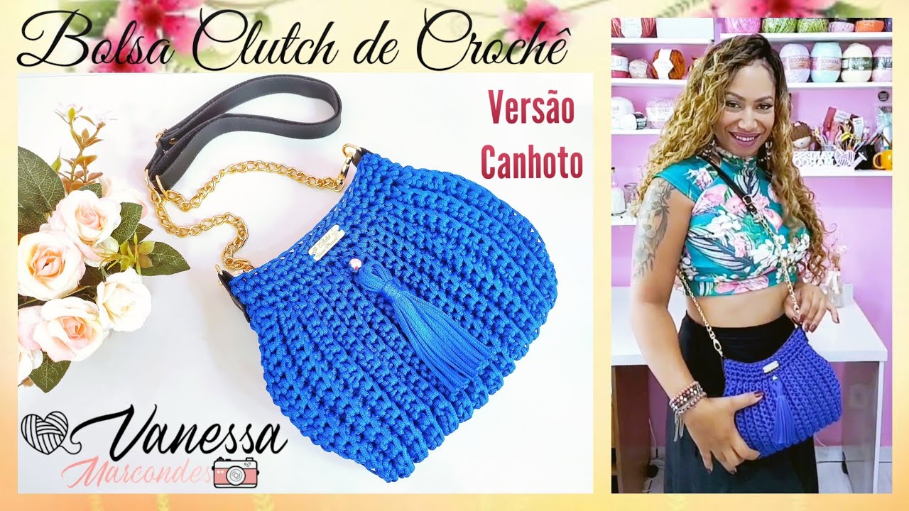 👜 Bolsa Clutch de Crochê 💙.Versão Canhoto. Por @Vanessa Marcondes