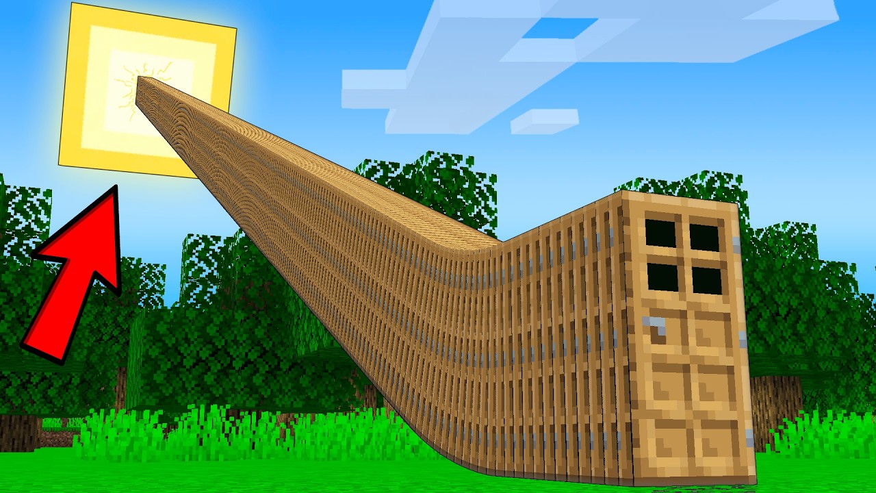 I found a LONGEST DOOR to the SUN in Minecraft ! What's INSIDE the LONGEST DOOR ?