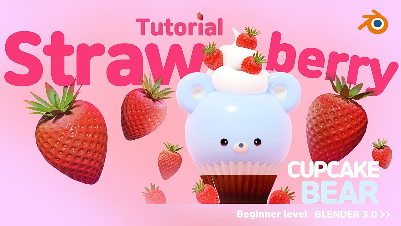 Blender 3d Характер Моделирование_Cupcake Bear 4_Strawberry 3D моделирование учебник