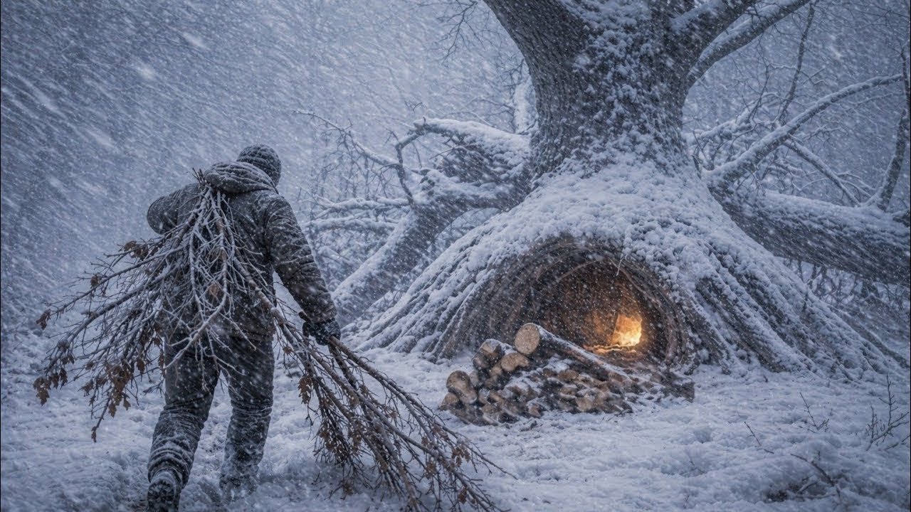 Alone in -21&deg;C Winter Storm,Blizzard & Ice،No Tent No Sleeping Bag,| 3 Days Extreme Survival Camping