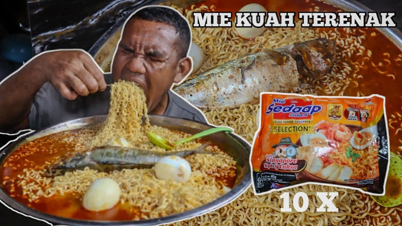 Porsi Kenyang Dua Hari! Mukbang 10 Bungkus Mie sedap Singapore Spicy Laksa #mukbang #eatingshow